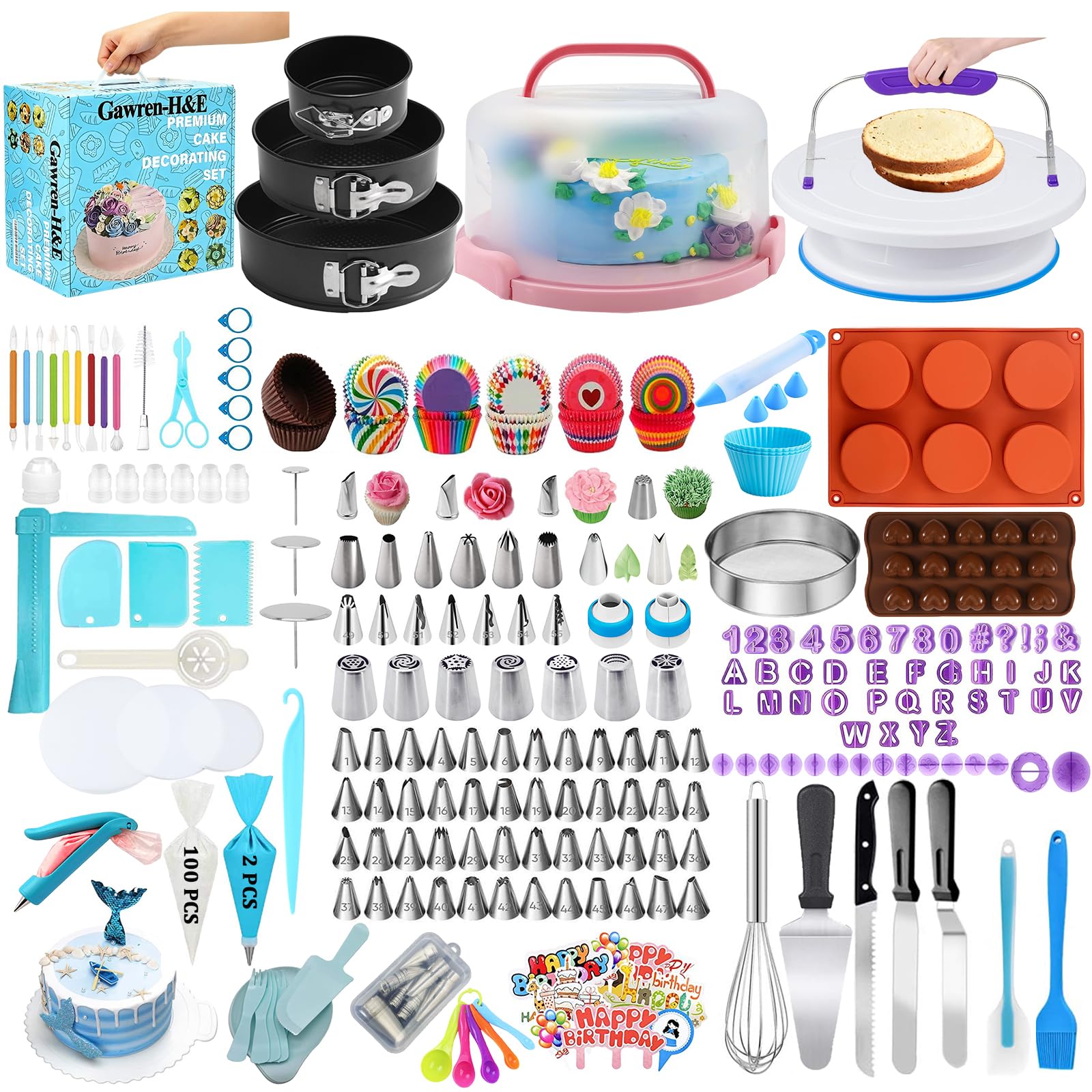 Kit Gawren-H&E de decoracion pasteles 678 piezas para proyectos creativos