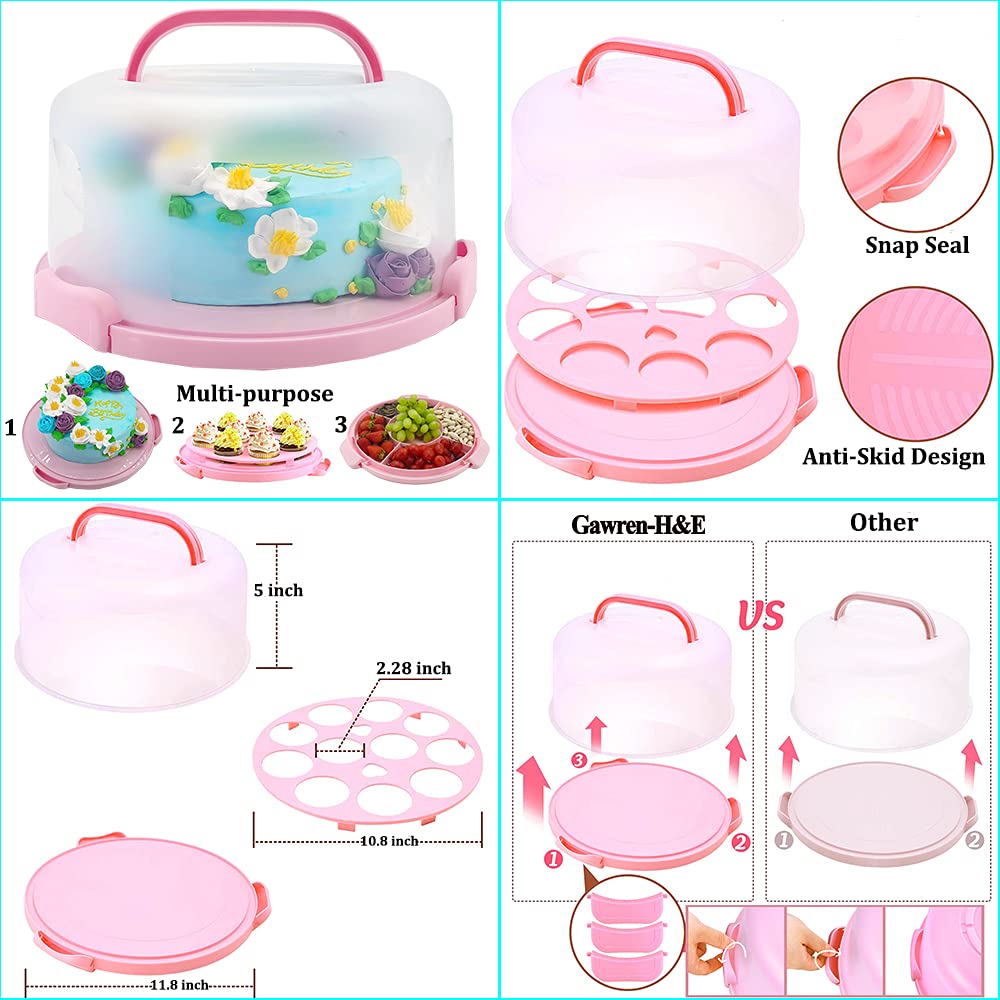 Gawren-H&E porta-torta-con-tapa, transporte seguro de tus postres para picnic.