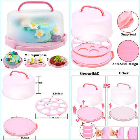 Gawren-H&E porta-torta-con-tapa, transporte seguro de tus postres para picnic.