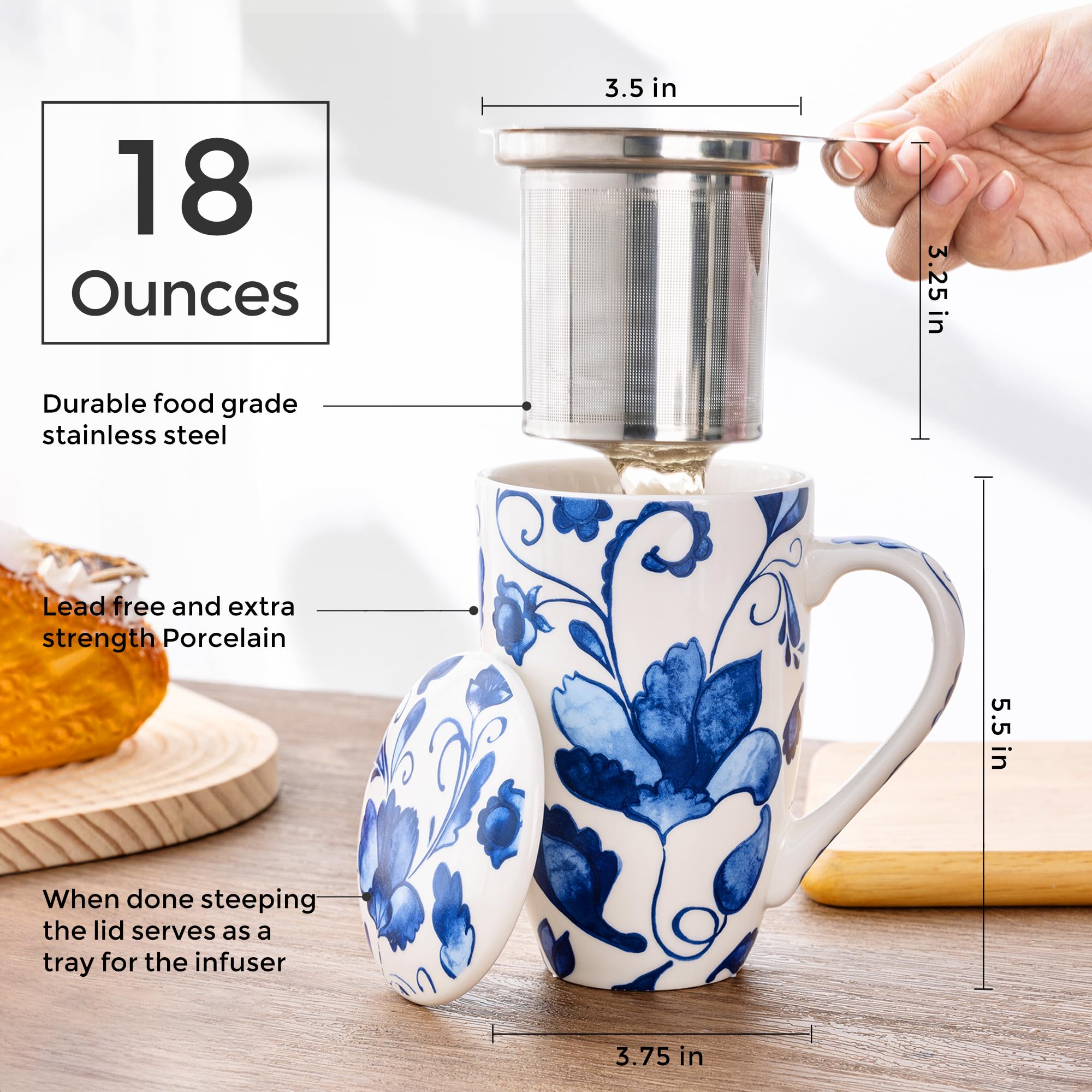 GBHOME Diseño floral en la taza de té para momentos relajantes