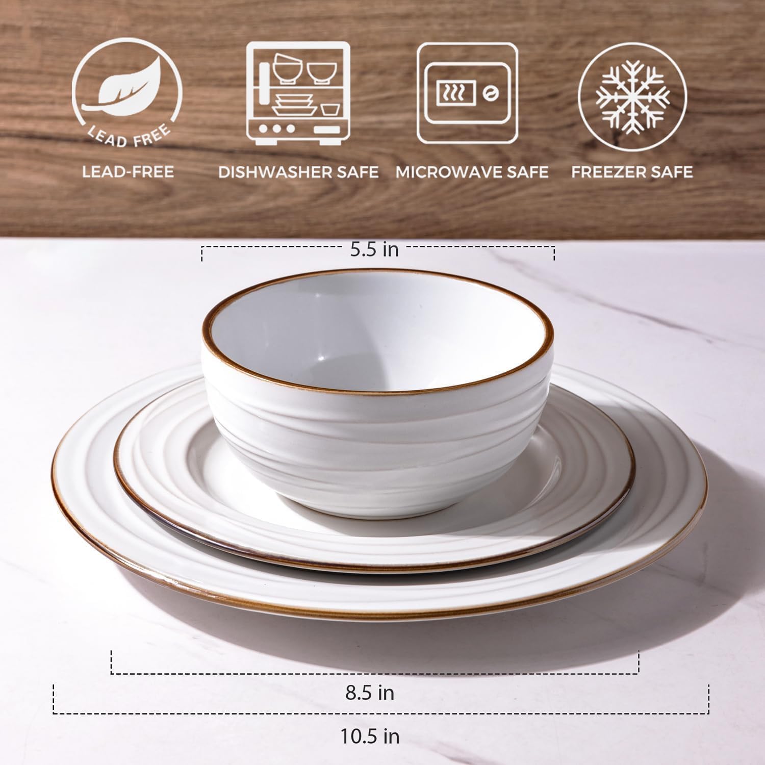 GBHOME platos principales con relieve blancos para uso diario seguro