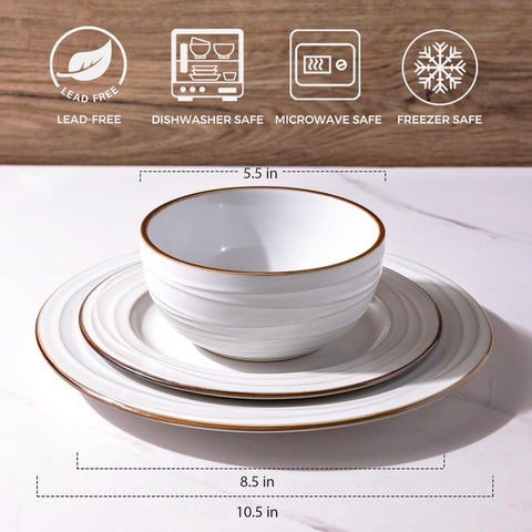 GBHOME platos principales con relieve blancos para uso diario seguro