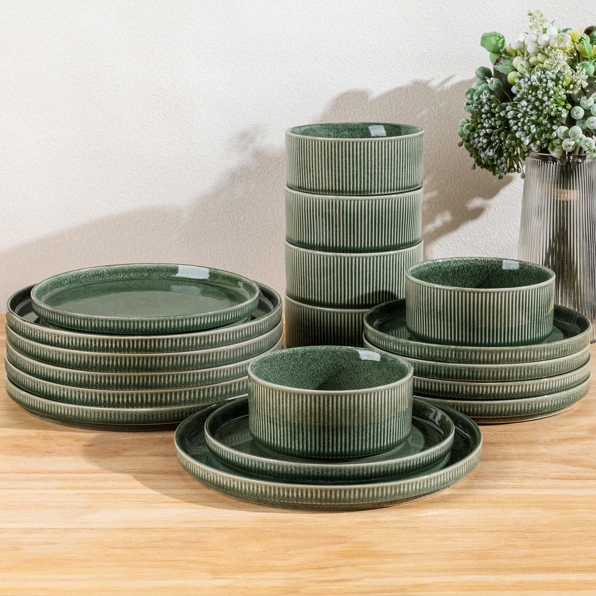 GBHOME set de platos de cerámica con esmalte reactivo para comidas diarias