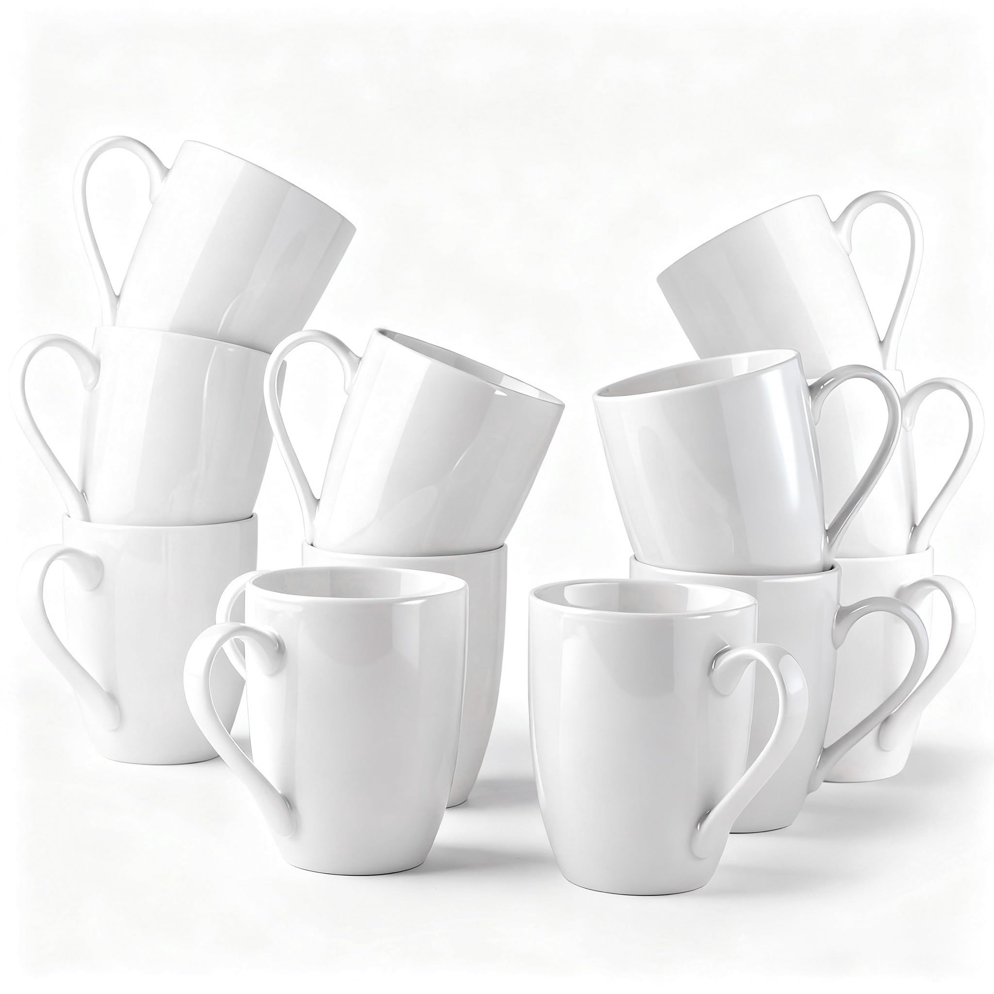 Taza GBHome de café blanca 12oz con manija grande, cómoda para beber caliente