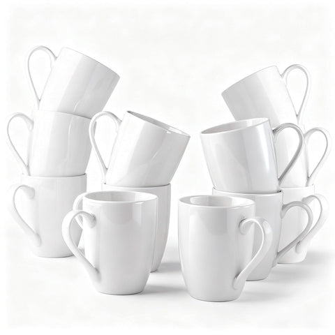 Taza GBHome de café blanca 12oz con manija grande, cómoda para beber caliente
