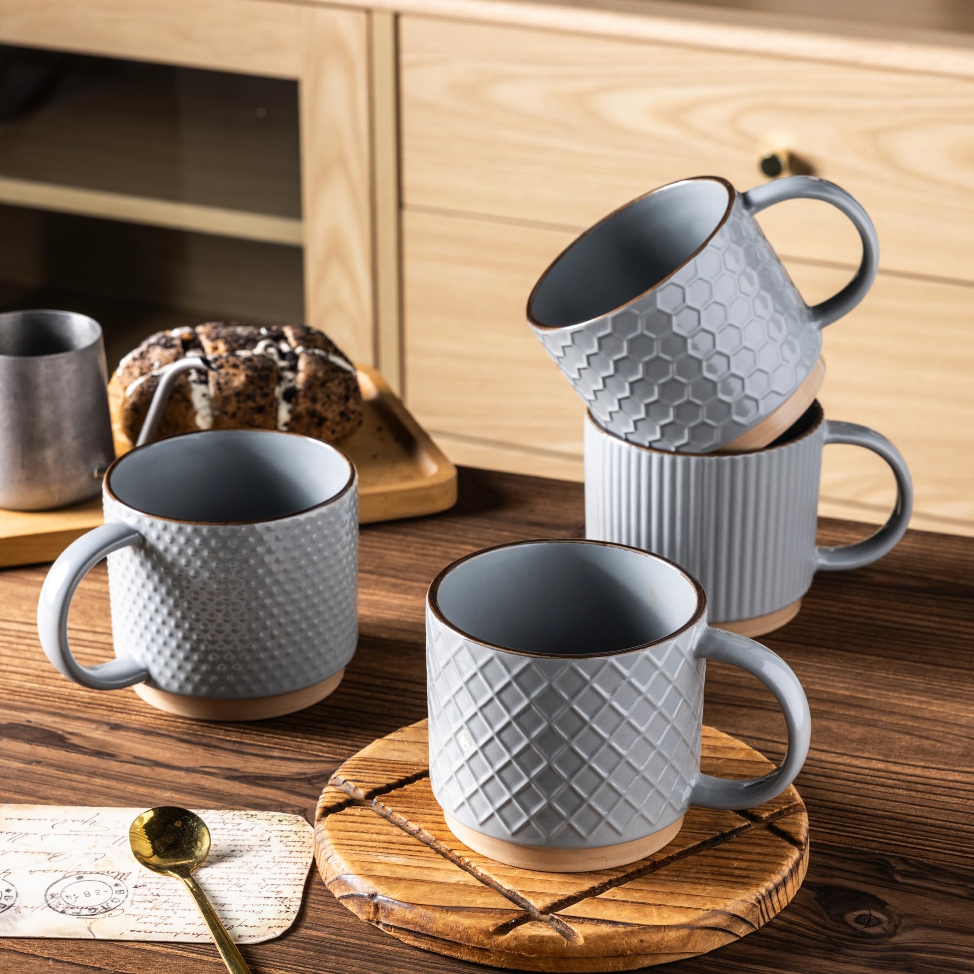 GBhome tazas apilables con borde suave para beber cómodamente