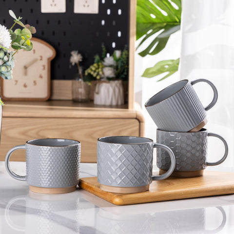 GBhome tazas apilables con texturas embosadas para ahorrar espacio