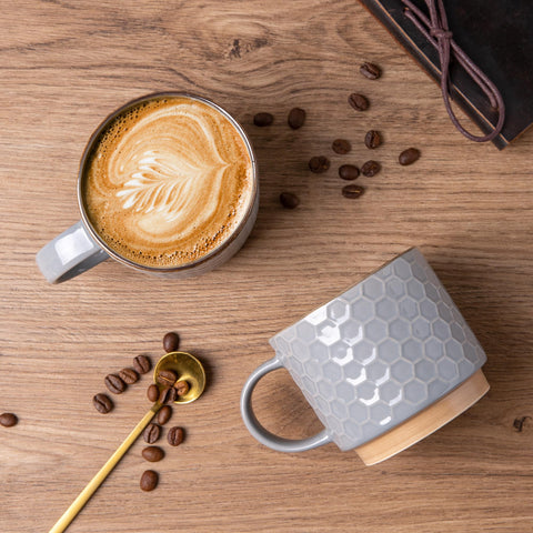 GBhome tazas cerámicas grises con diseño moderno, adecuadas para café con leche o cacao