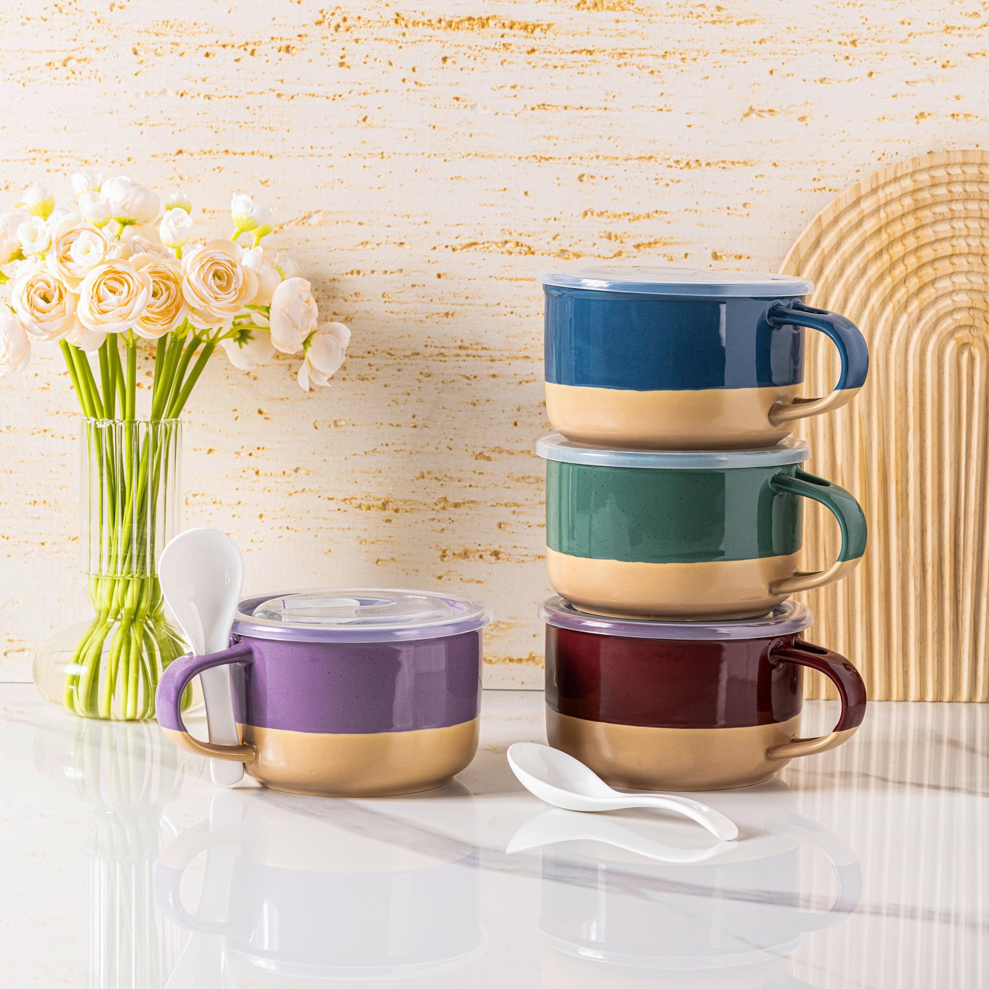 GBhome tazas cerámicas con tapa, diseño versátil para servir