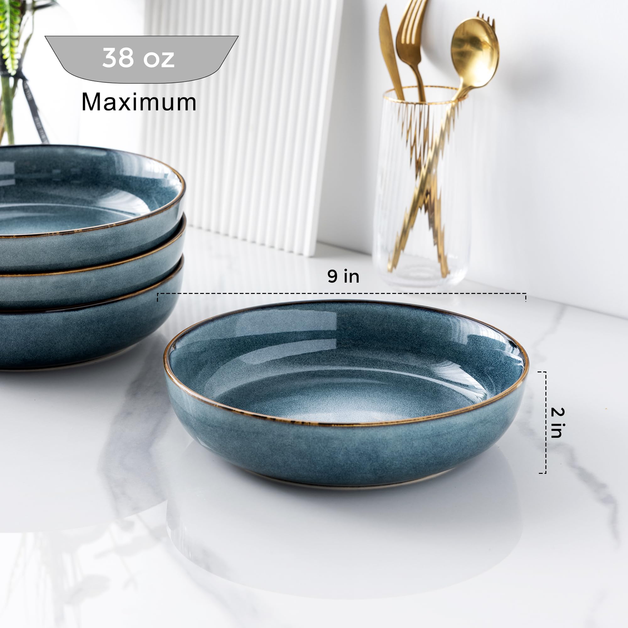 GBHOME tazones cerámicos con diseño azul espacio para mesa elegante