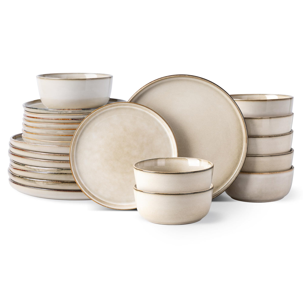 GBHOME vajilla cerámica para 8, plato de 10,5 pulgadas en tono capuchino, ideal para cenas elegantes