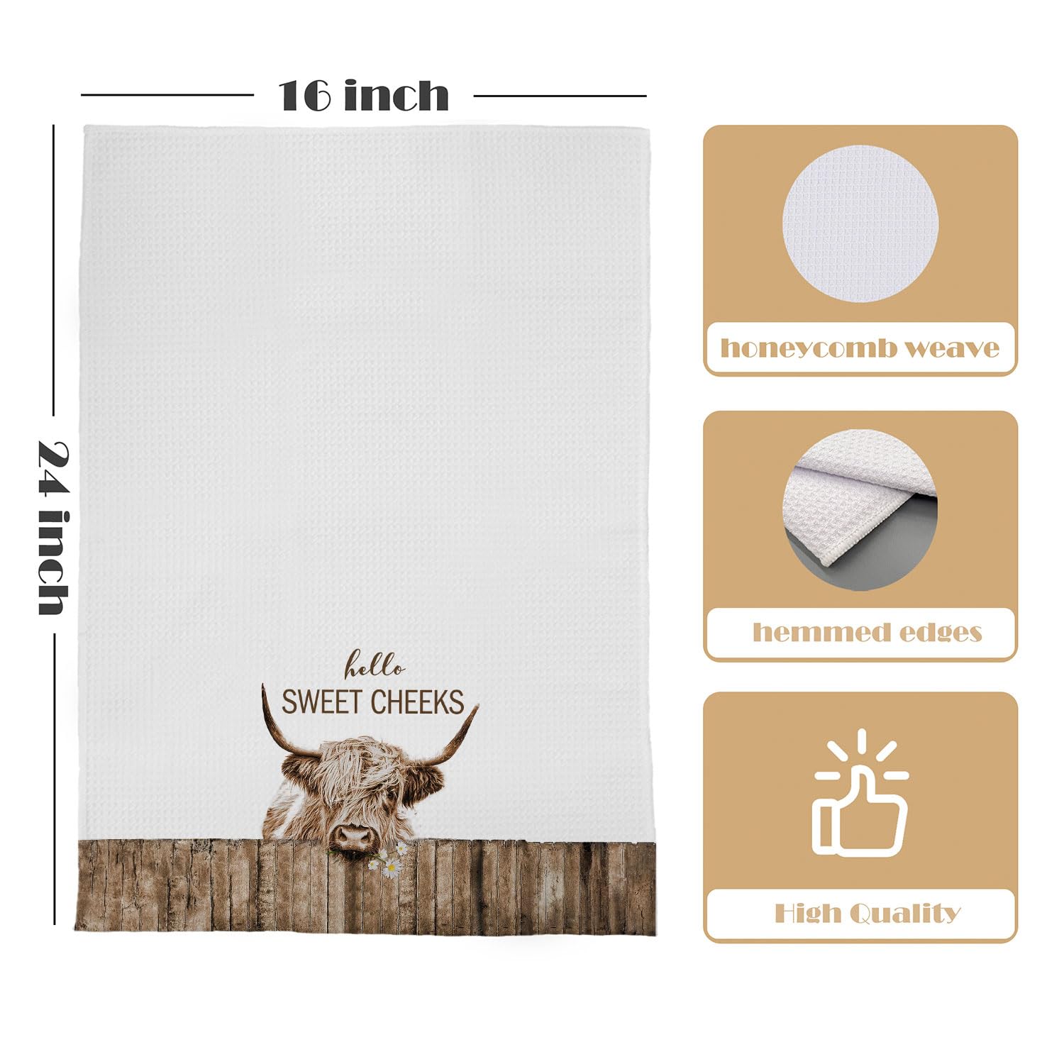 Toallas decorativas GCFET con vaca Highland, regalo decorativo ideal.