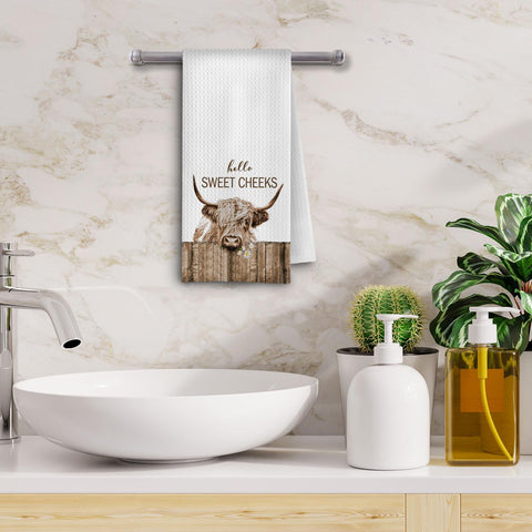 Toallas GCFET con diseño de vaca estilo vaquero, ideal para decoración de cocina.