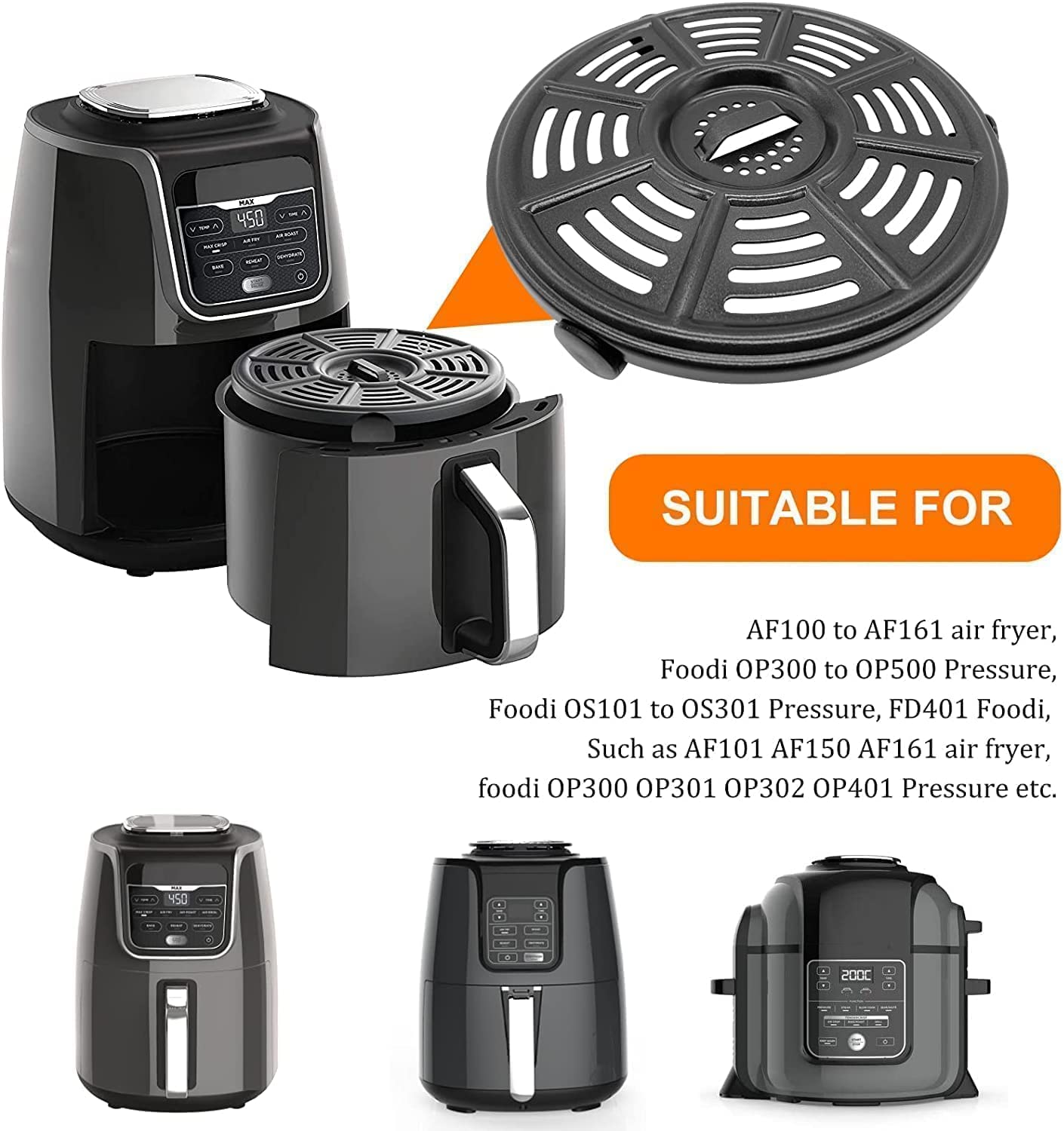 GCQ Ninja bandeja crujiente 8,2 pulgadas AF161 compatibilidad amplia