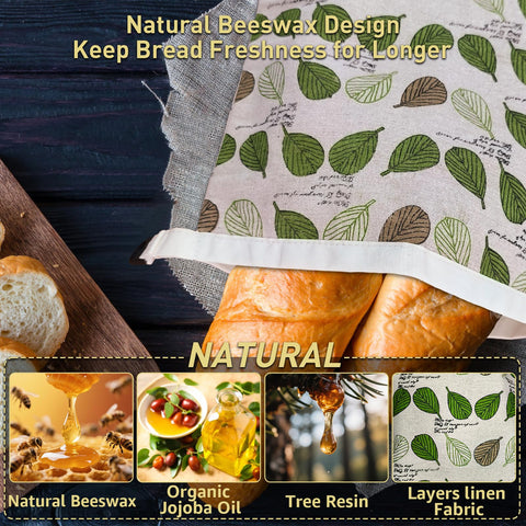 Bolsas GCTGCT de lino con cera natural para pan casero.