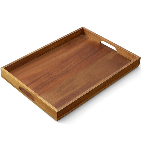 Bandeja GCWSTJK de acacia de 17 pulgadas con mango ergonómico para servir con facilidad