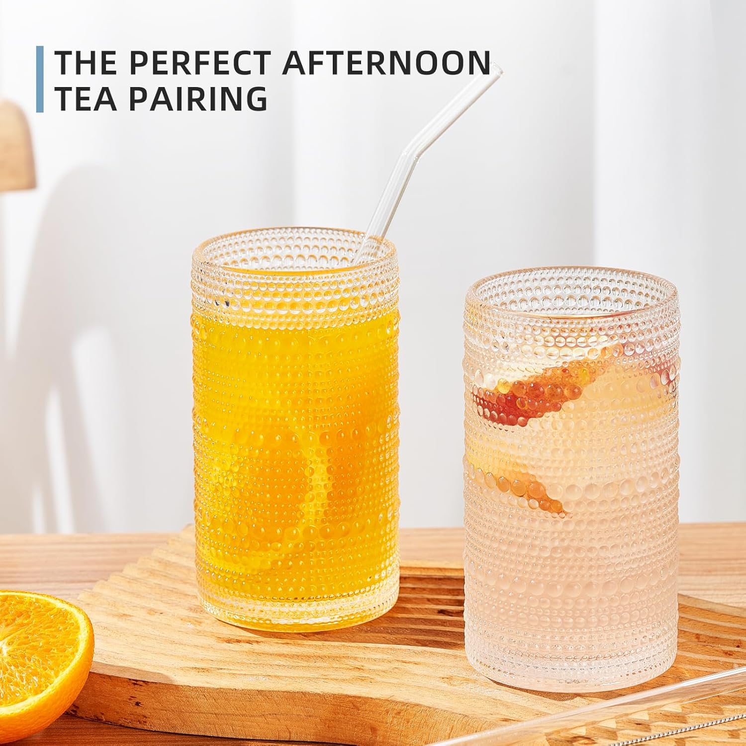 Vaso alto GDCCI de 16 oz, ideal para agua y cócteles.