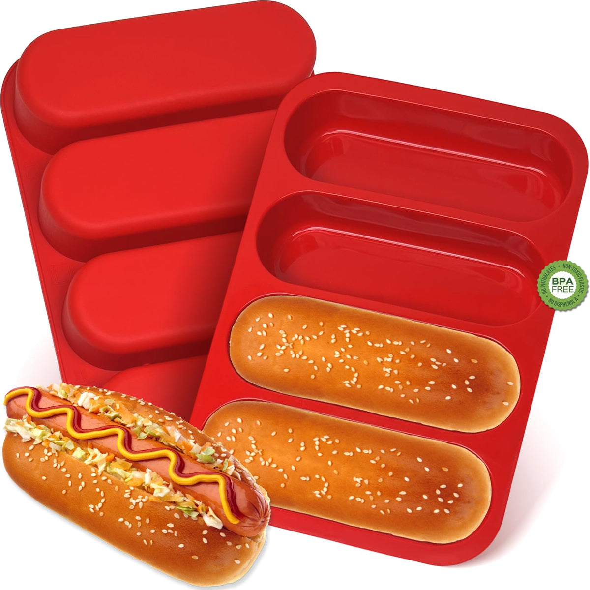 GDDGCUO pan de silicona para pan de perrito caliente de 6 pulgadas, desmolde fácil.