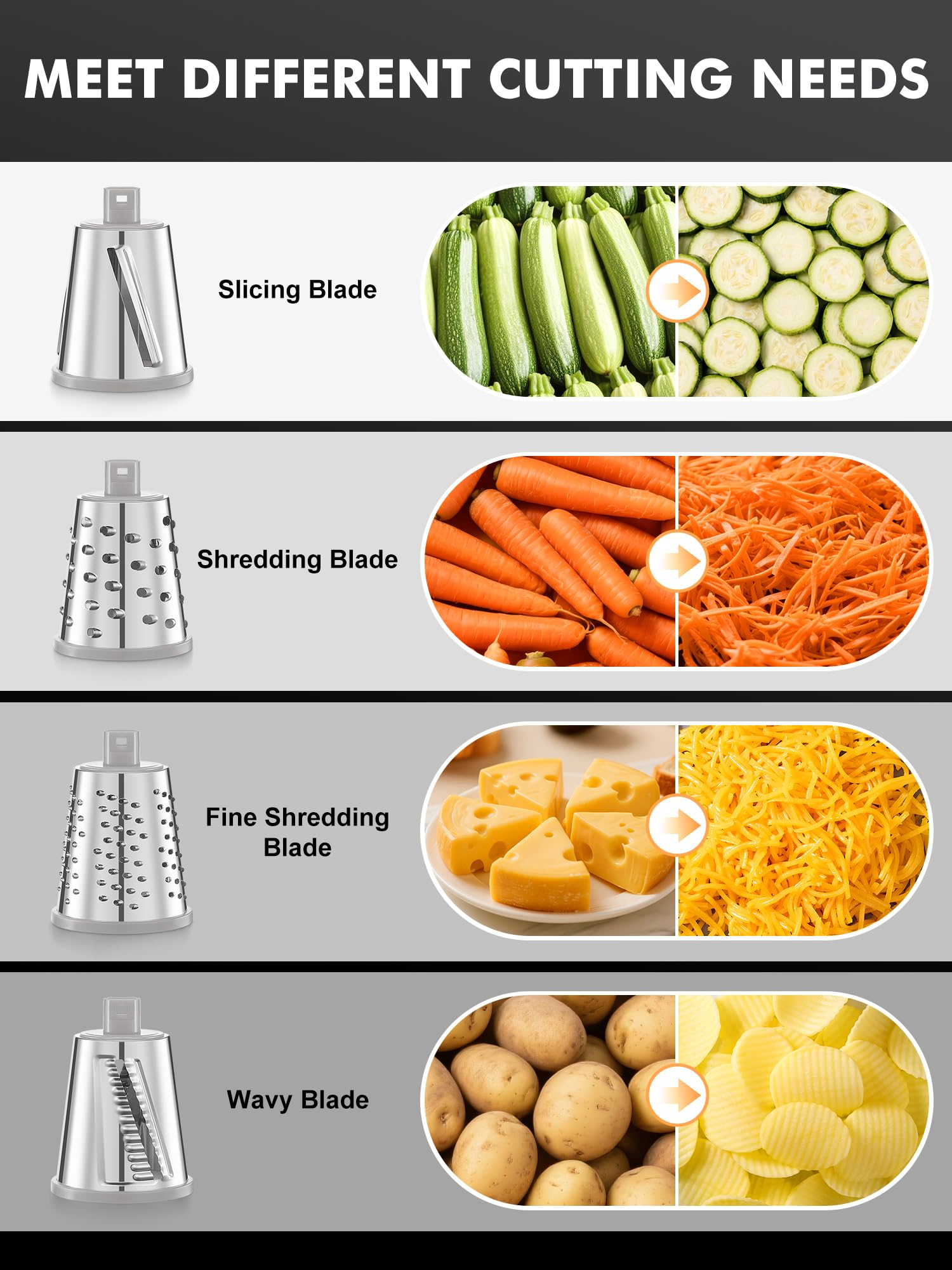 GDL rallado fino y grueso para recetas diversas.