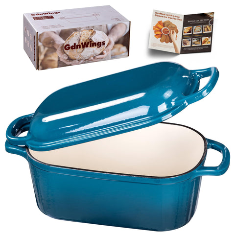 GdnWings olla-horno-oval-teal-con-tapa ideal para pan crujiente