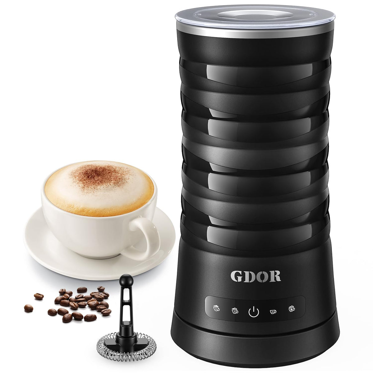 GDOR espumador 4 en 1, frente, ideal para bebidas caseras.