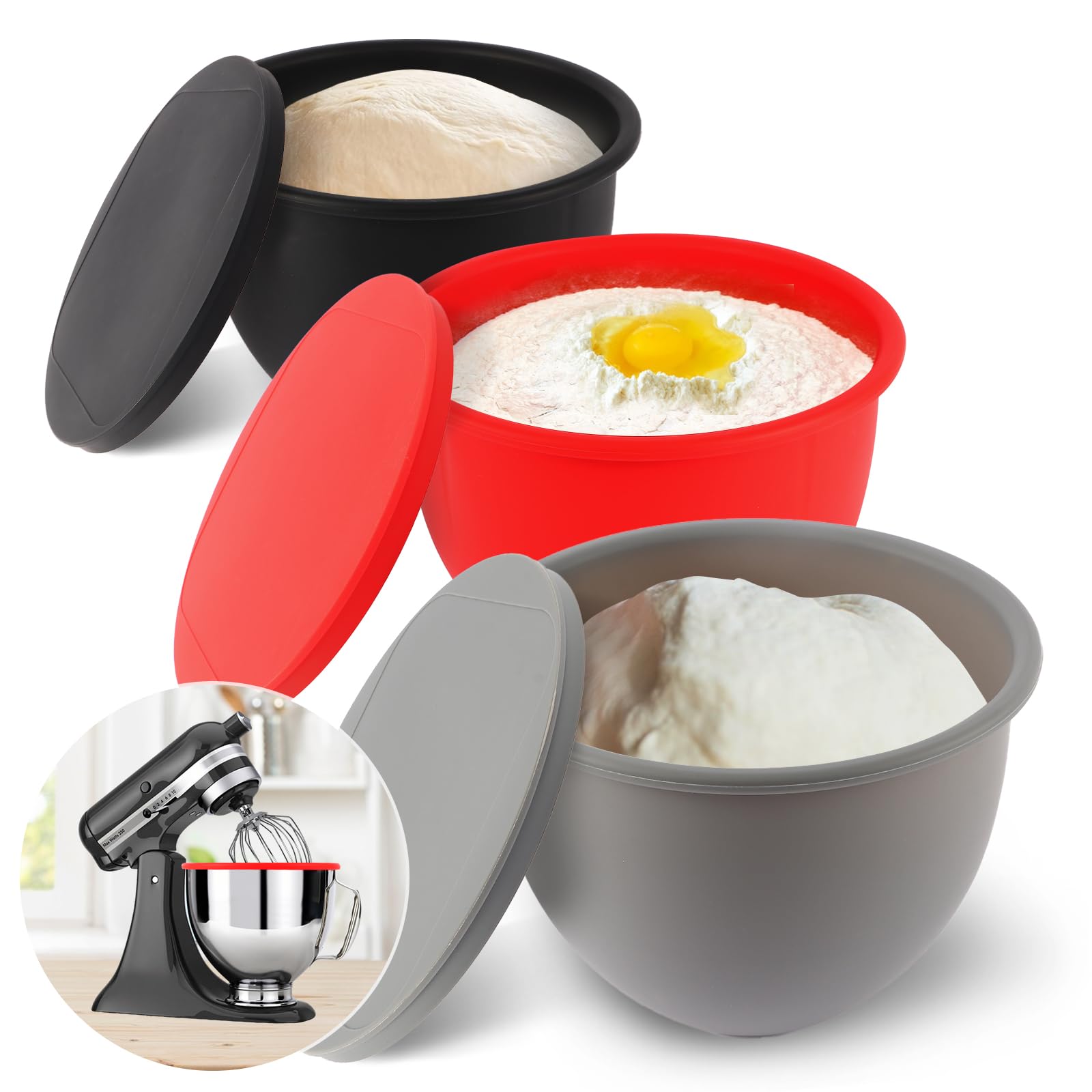 Gdrtwwh liner silicona para bowl 5 qt, facilita mezclas limpias.