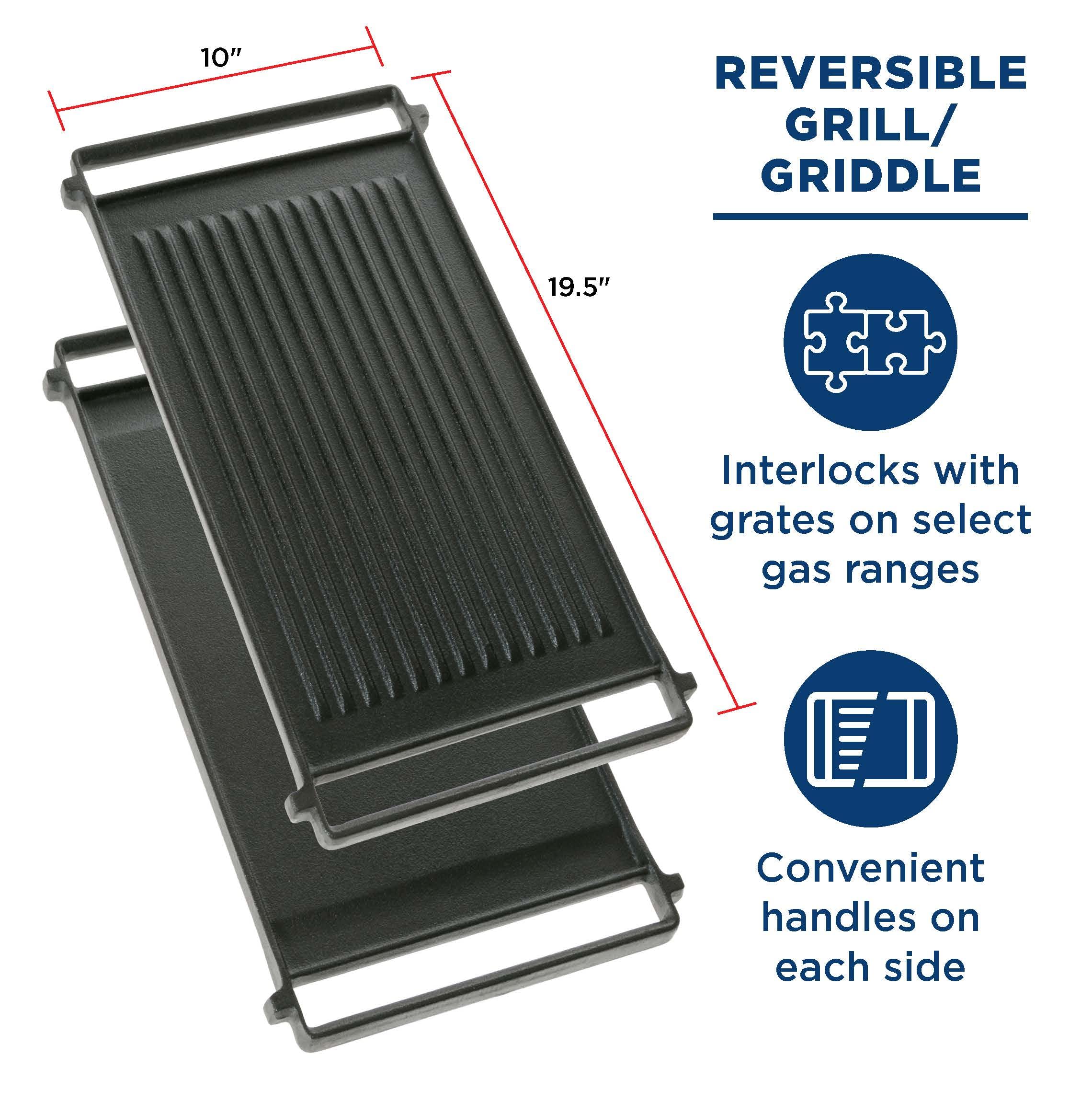 Plancha GE de hierro fundido cara lisa ideal para huevos, sándwiches y panqueques