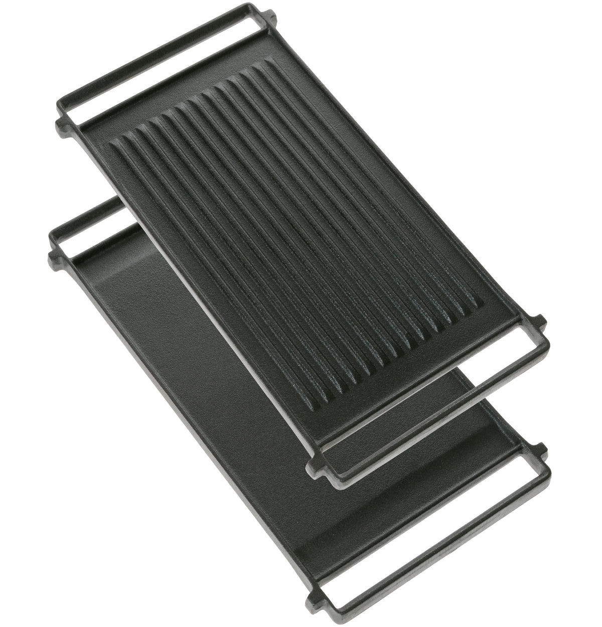 Plancha GE de hierro fundido con superficie ranurada para sellar carnes y crear marcas