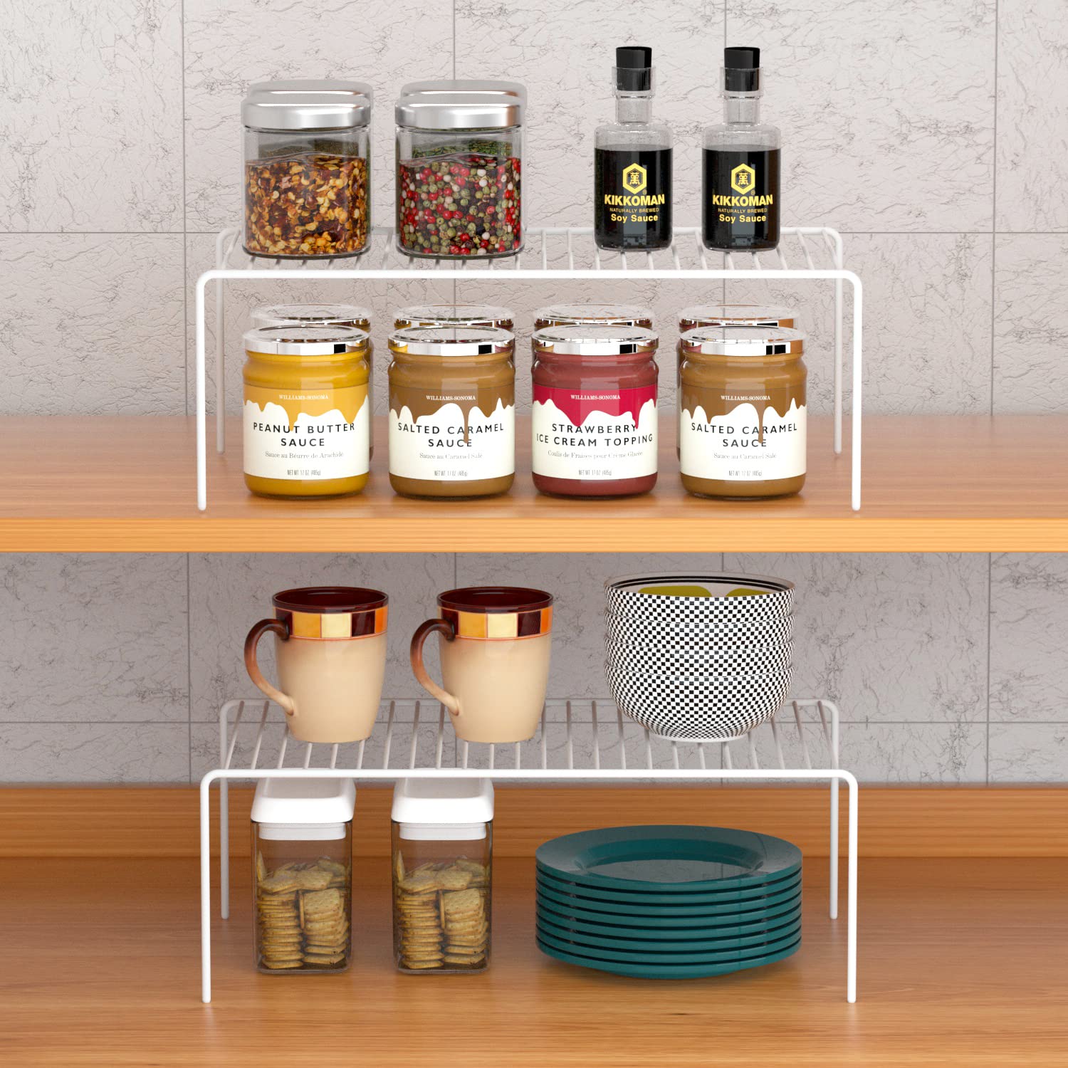 GEDLIRE organizador metálico para cocina con recubrimiento blanco, fácil limpieza.