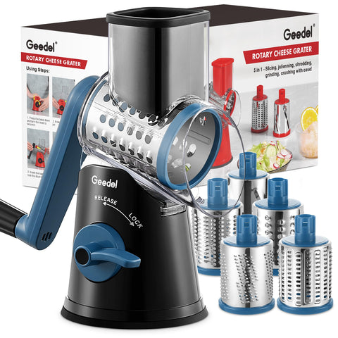 Geedel rallador de queso rotativo con base ventosa para cocina estable