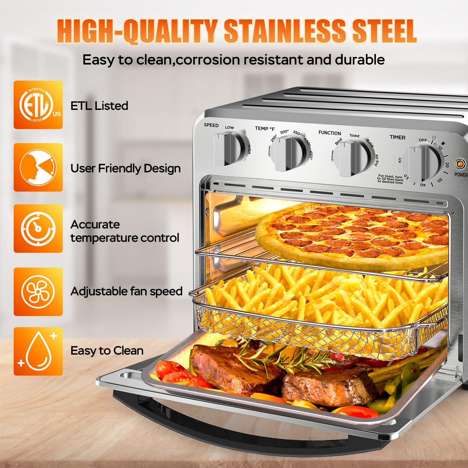 Geek Chef freidora de aire 16qt hasta 75% menos grasa para comidas crujientes.