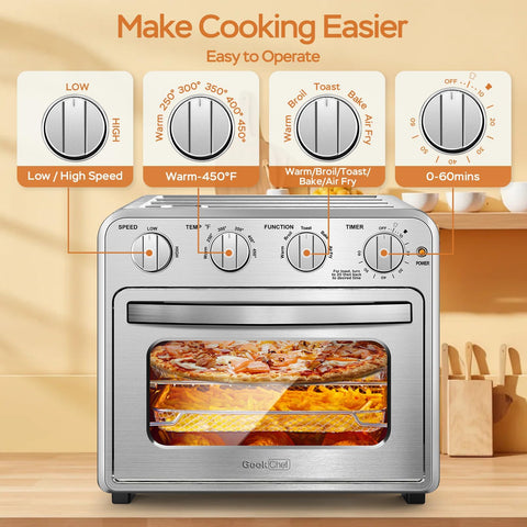 Geek Chef freidora de aire 16qt panel de mandos: control sencillo para diferentes funciones.