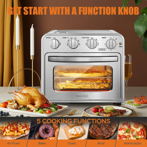 Geek Chef Horno Aire panel de control: manejo simple de temporizador y temperatura