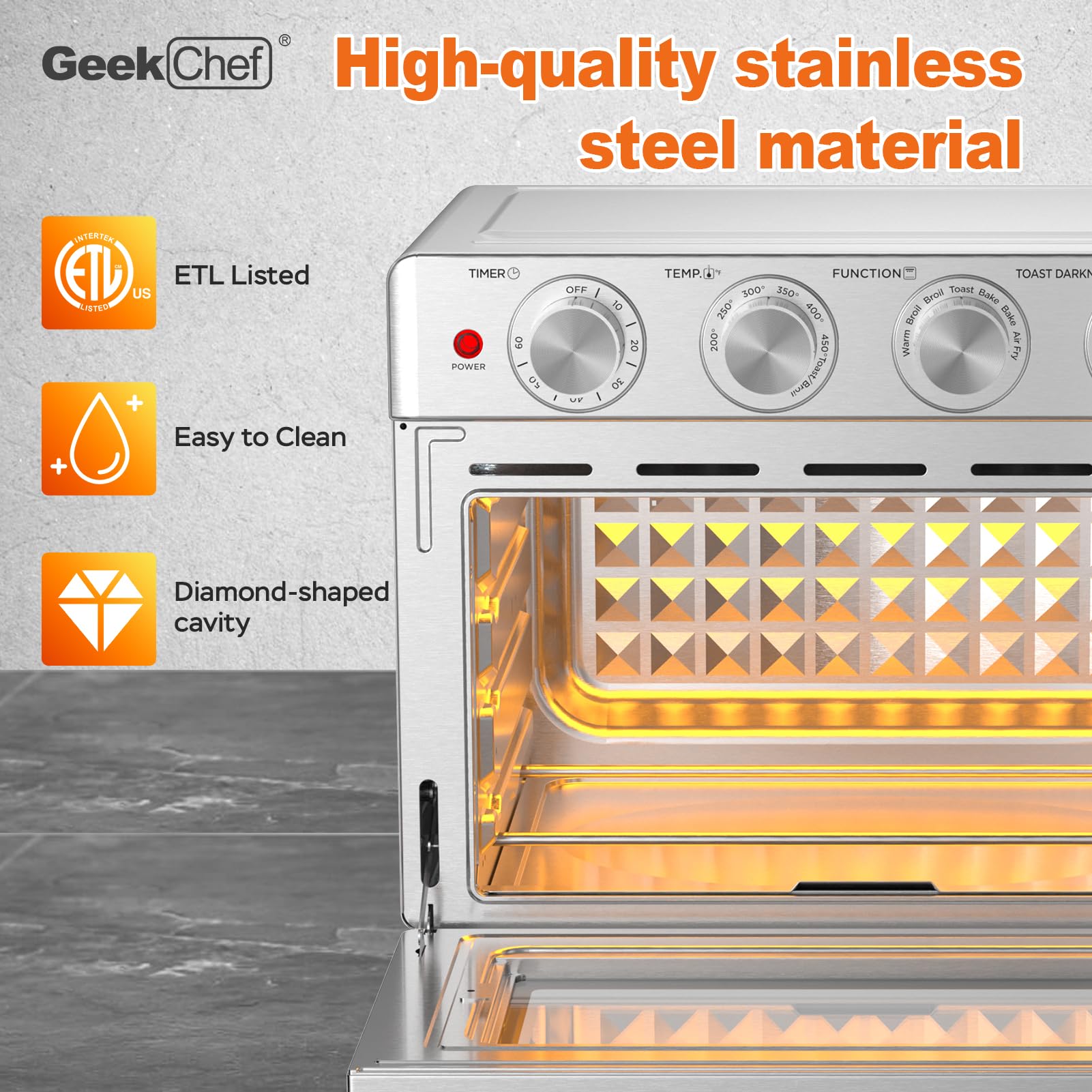 Seguridad ETL y potencia de 1700 W de Geek Chef