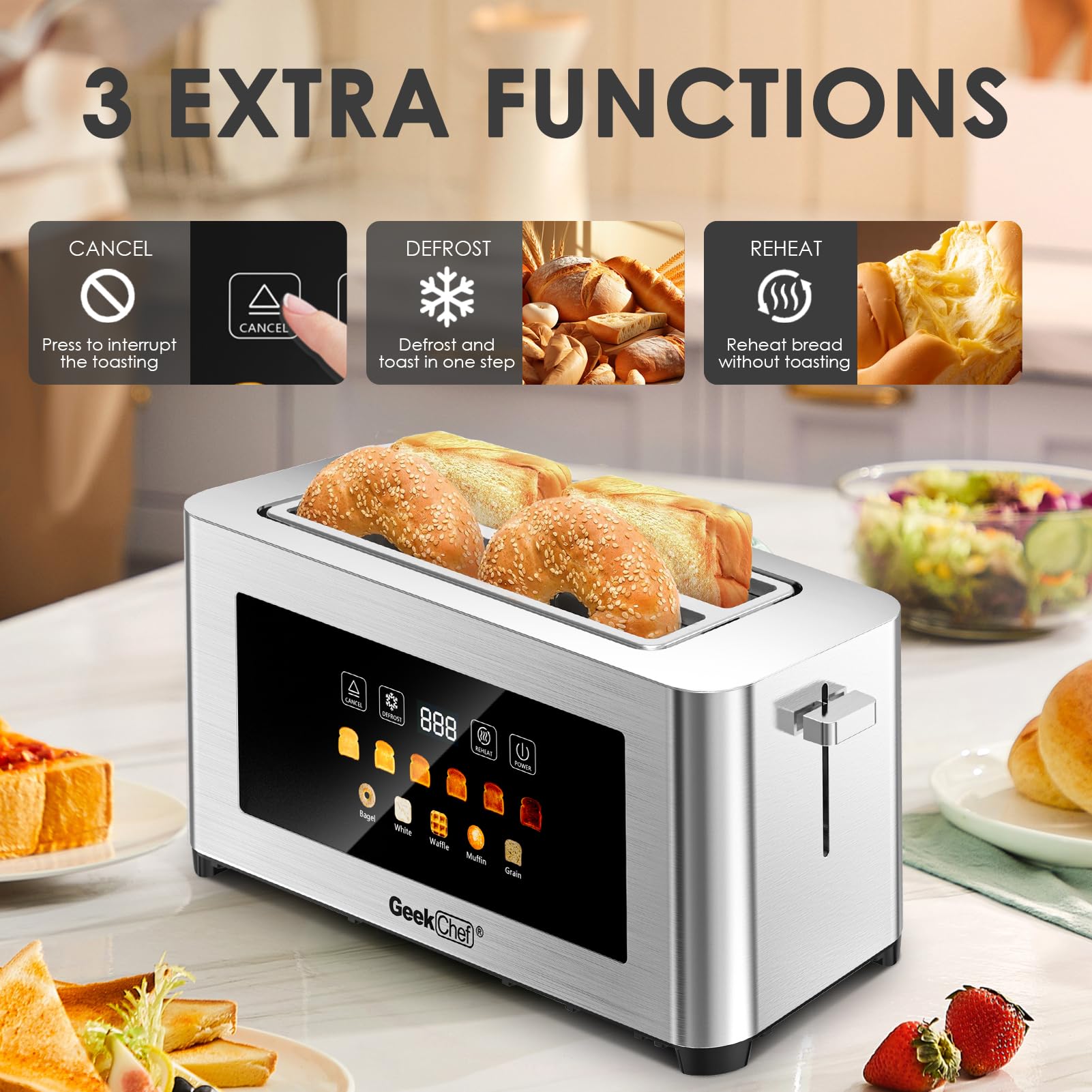Tostadas para bagels y waffles con sabor uniforme con Geek Chef