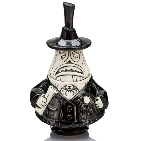 Geeki Tikis Alcalde, rostro sonriente en taza cerámica.