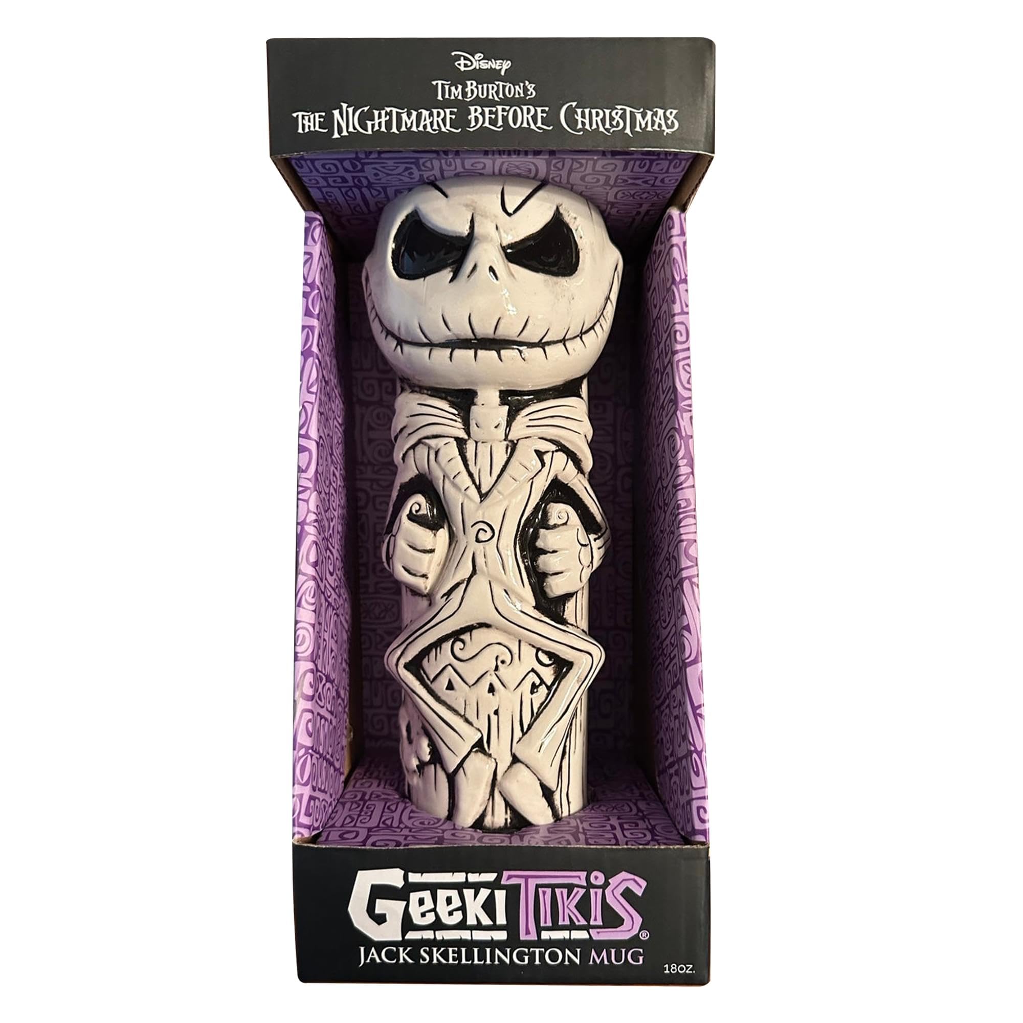 Geeki Tikis Jack Skellington-tiki-taza, capacidad de 16 onzas para bebidas.