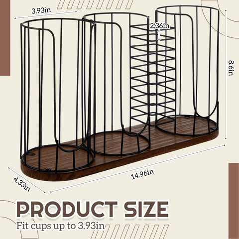 Geelin organizador de café con 4 compartimentos mantiene papeles, tapas y pajitas ordenados.