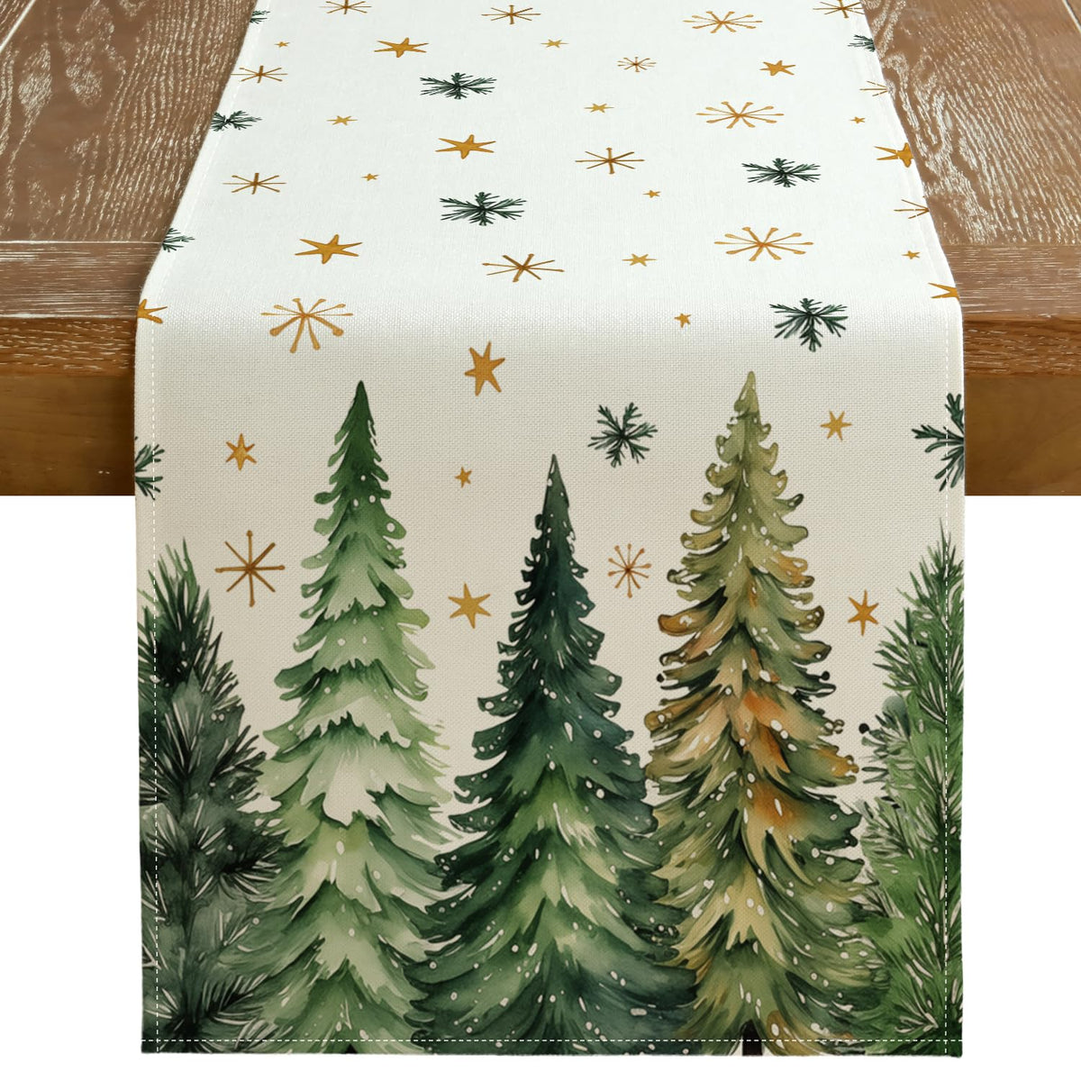 GEEORY camino de mesa navideño verde claro, ideal para cenas festivas