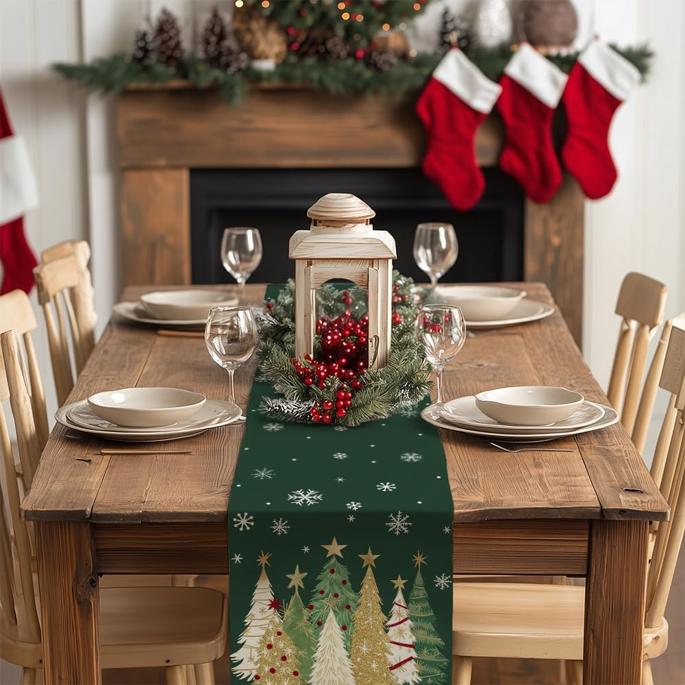 GEEORY centro de mesa navidad verde vista trasera, muestra el diseño completo