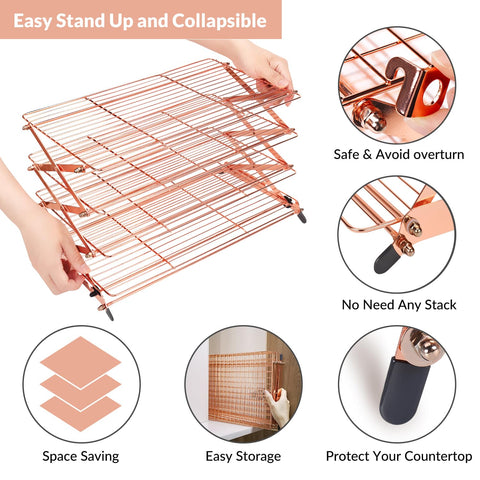 Geesta rejilla-enfriamiento apilable para hornear 4 niveles cobre ideal para lotes grandes