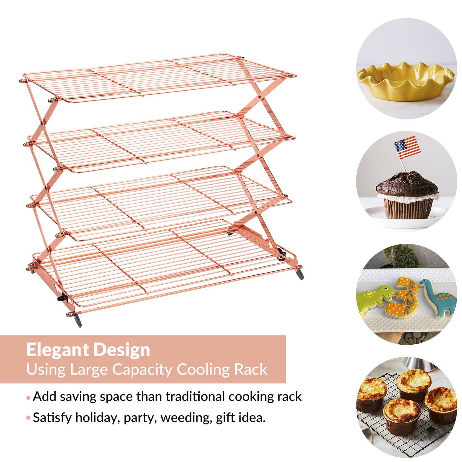 Geesta rejilla-enfriamiento cocina para bakeware 4 niveles cobre soporte estable