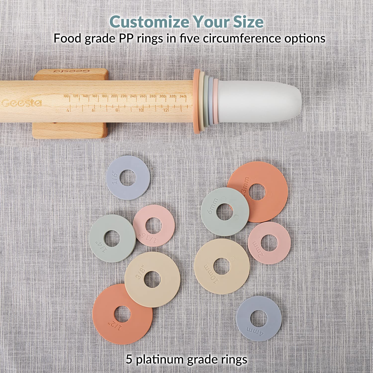 Geesta rodillo ideal para fondant, pizza y repostería familiar.