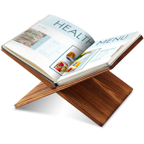 Geetery soporte para libros en bambú marrón oscuro frente para lectura cómoda