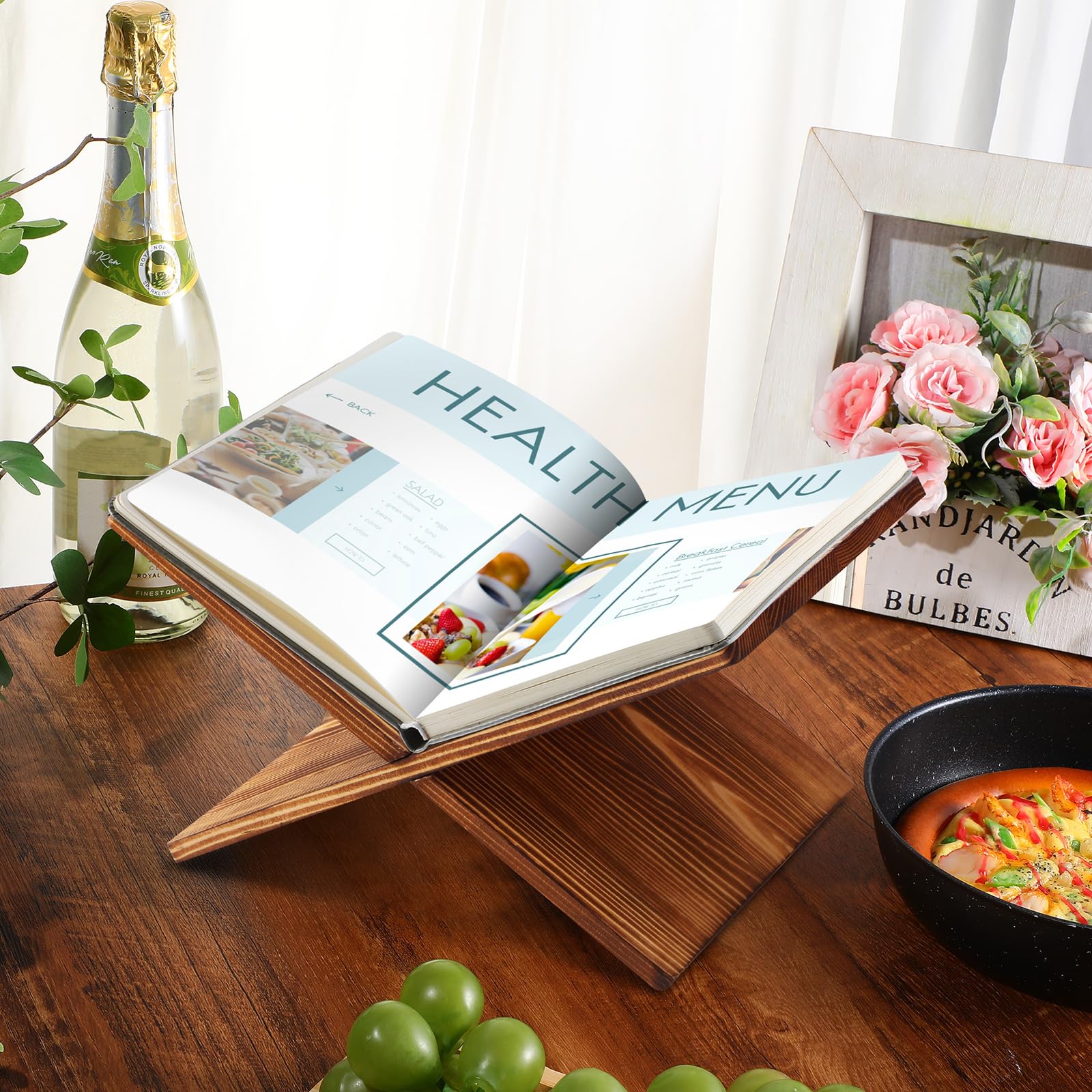 Geetery soporte para libros en cocina en bambú marrón oscuro en uso