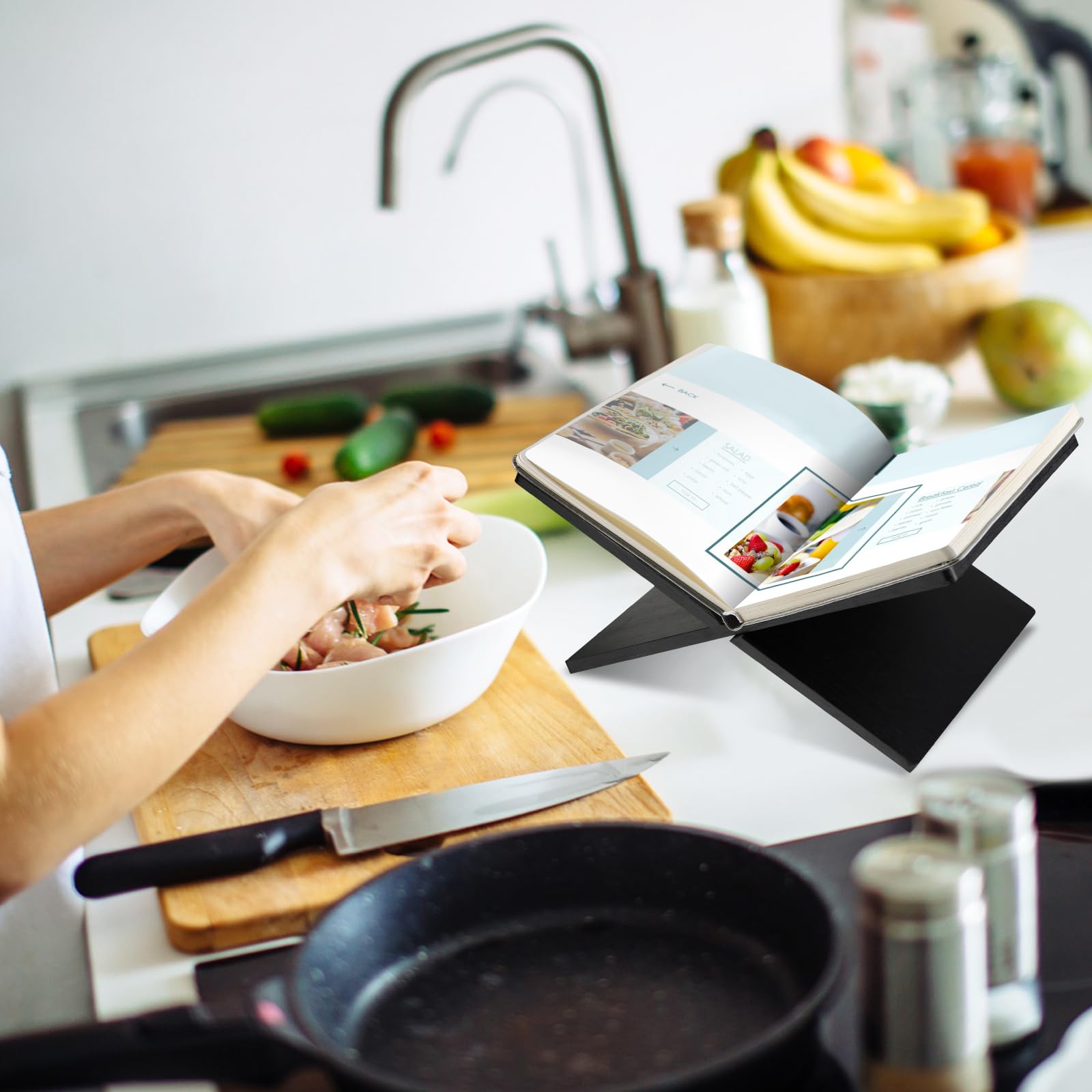 Geetery soporte de libros en bambú para partituras, lectura musical sin esfuerzo.