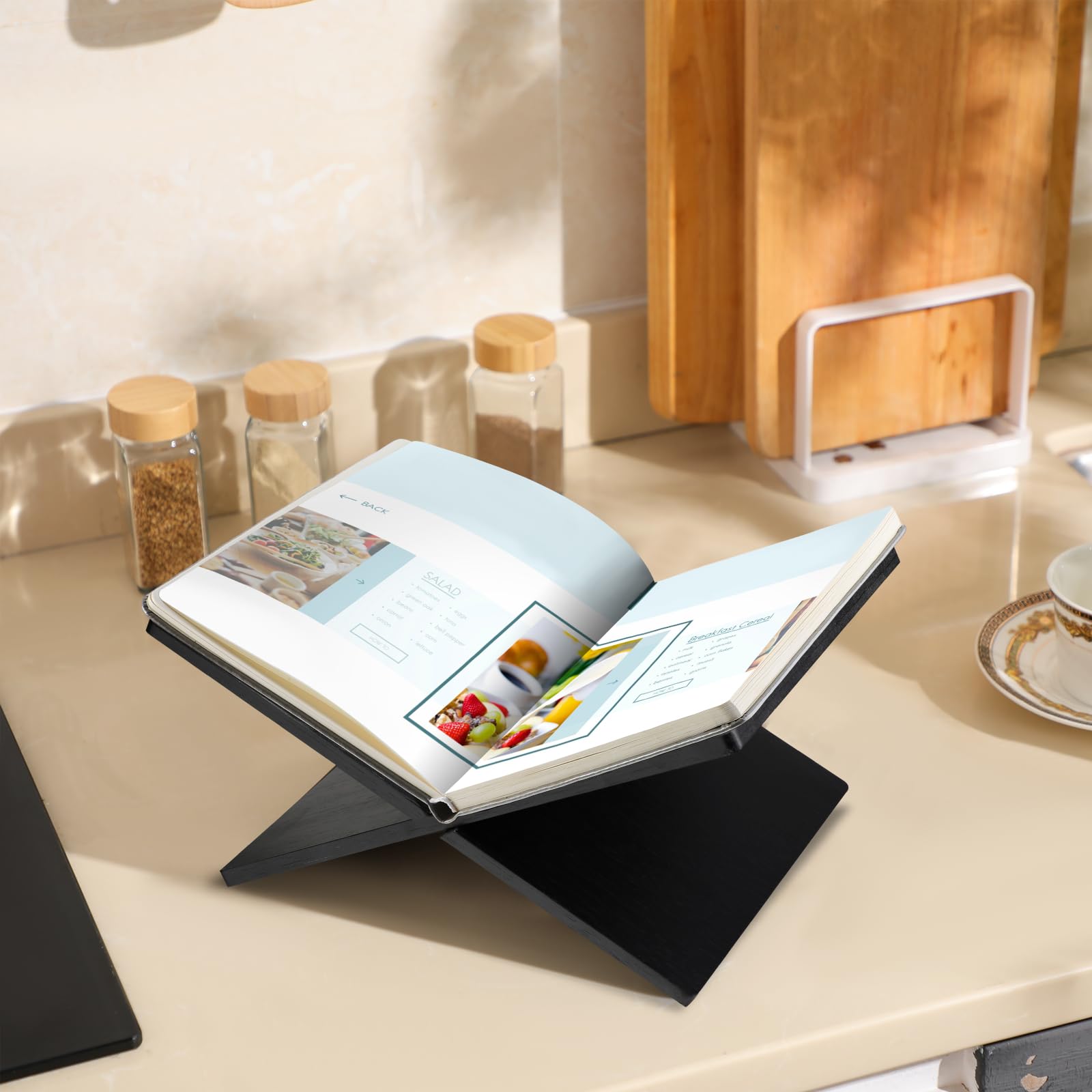 Geetery soporte de libros en bambú para revistas, exhibición elegante y ordenada.