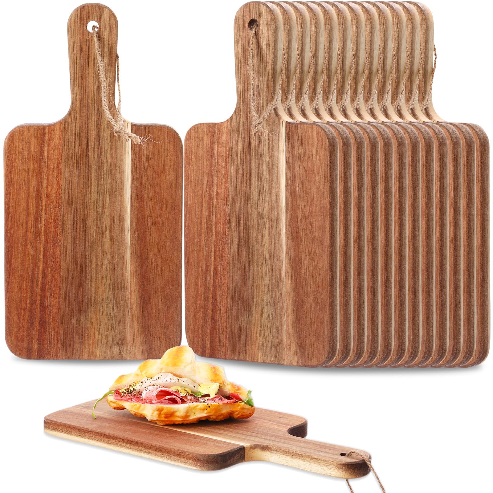 Geetery tabla de corte de acacia 12x6 con asa para manejo cómodo.