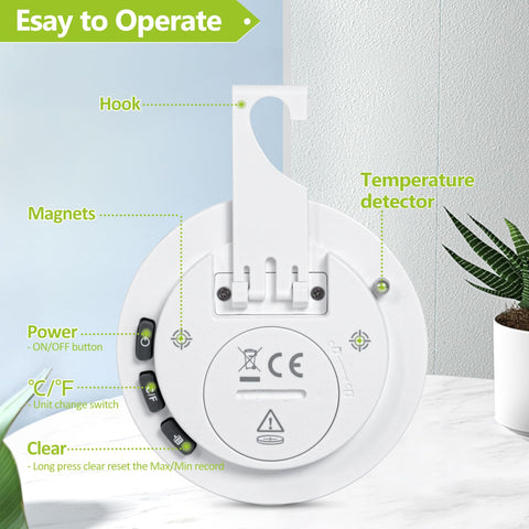 Geevon termómetro para frigorífico con base magnética para instalación rápida