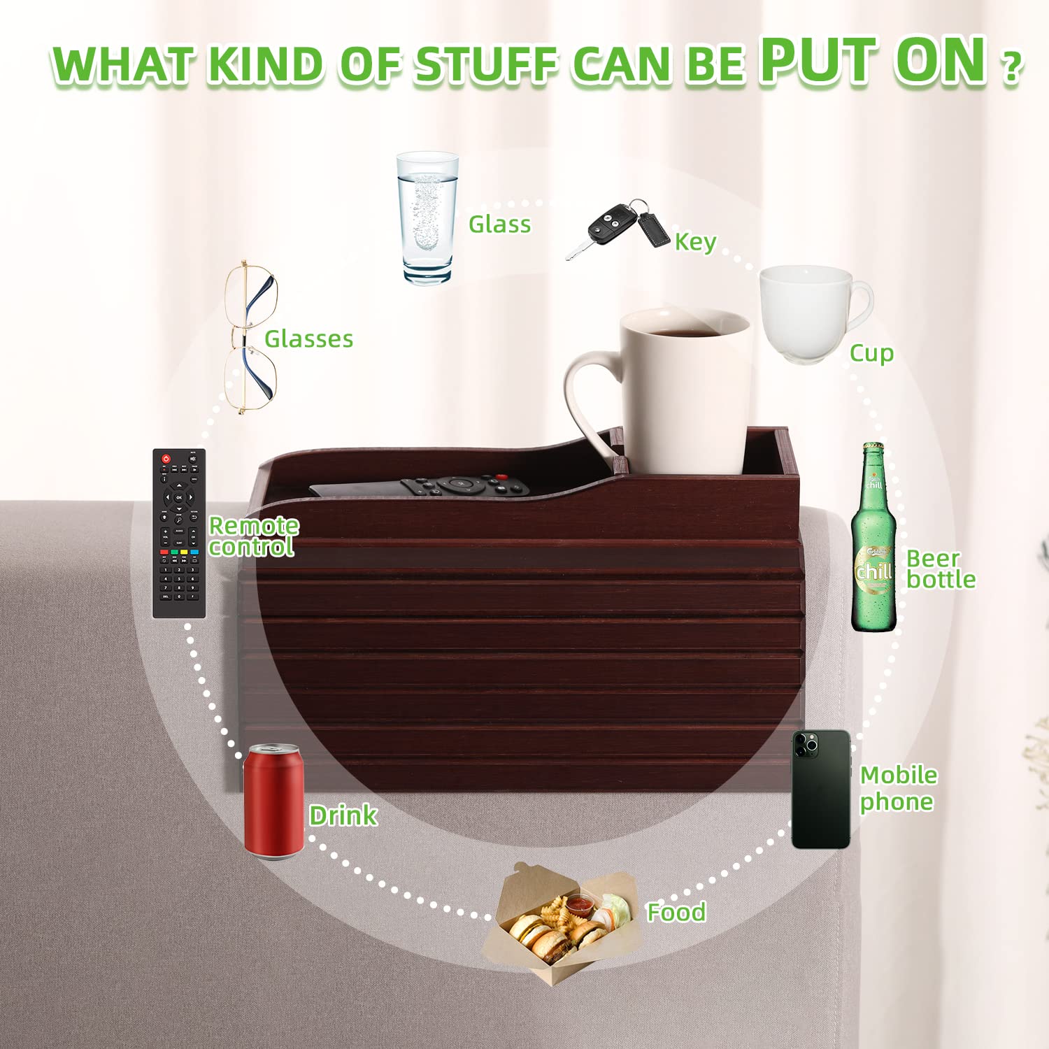 GEHE bandeja plegable para sofá y almacenamiento compacto